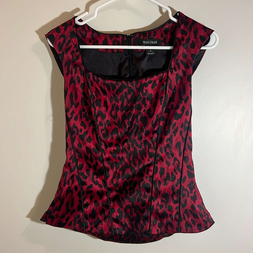 * 3/$10* Red Cheeta Print Corset Style Top White House Black Market